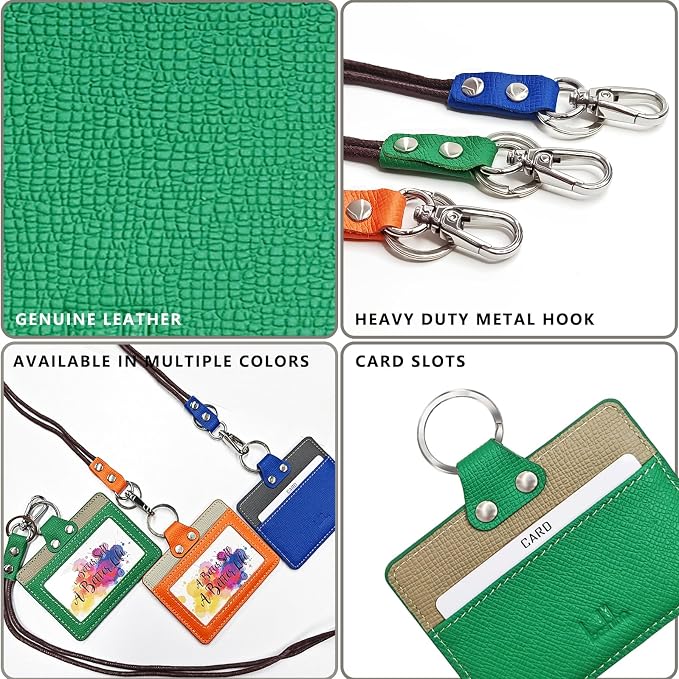 Badge Holder: Boshiho Cowhide Leather ID Badge Card Holder - Image 4