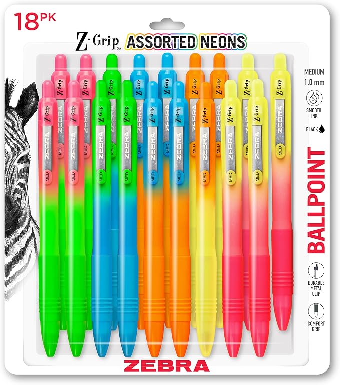 Zebra Pen Z-Grip Retractable Ballpoint Pen, Smooth-Flowing Black Ink, 1.0mm by ZebraPen