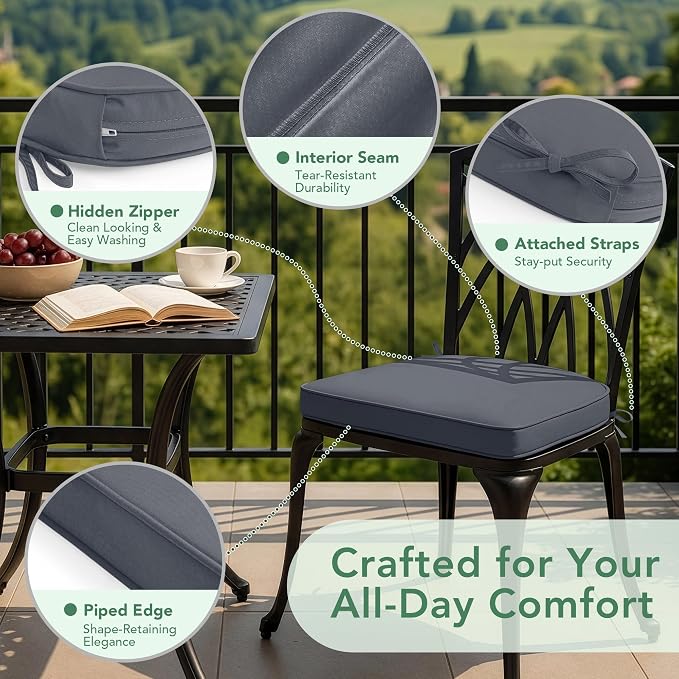 Outdoor Chair Cushions Set of 4: Waterproof & Fade Resistant Patio Furniture - Image 4