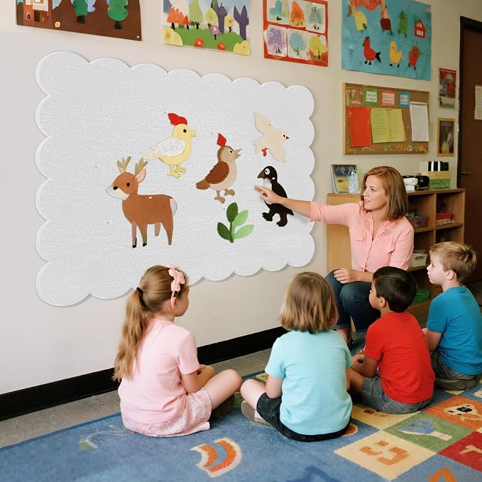 Lightomorrow Scalloped Bulletin Board, 48 x 36 Inches Felt Pin Board - Image 7
