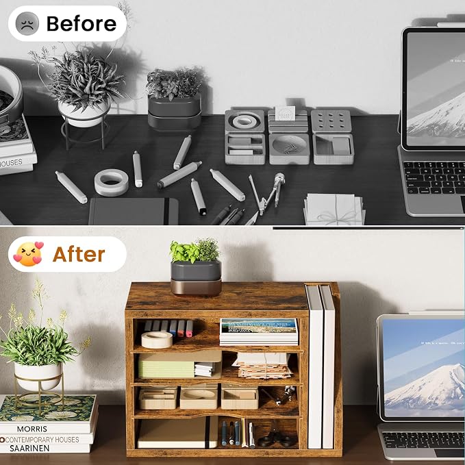 Creso hom Mail Sorter, File Organizer Desktop, Wood Desk Organizer - Image 6