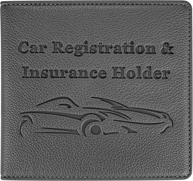 Car Registration and Insurance Holder, Premium PU Leather Vehicle Glove Box Car by New+Fashion+Kingdom