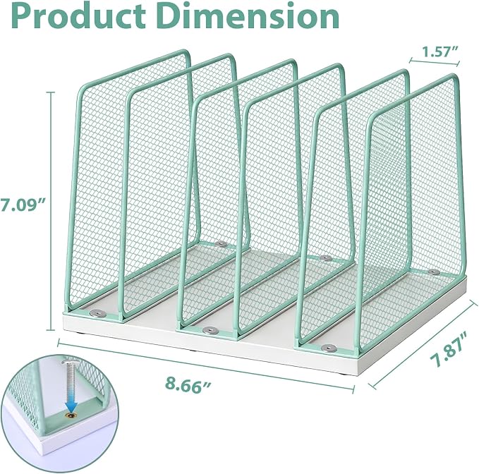 LEKETREE Desk File Organizer, 5-Section Upright File Sorter, Vertical File - Image 6