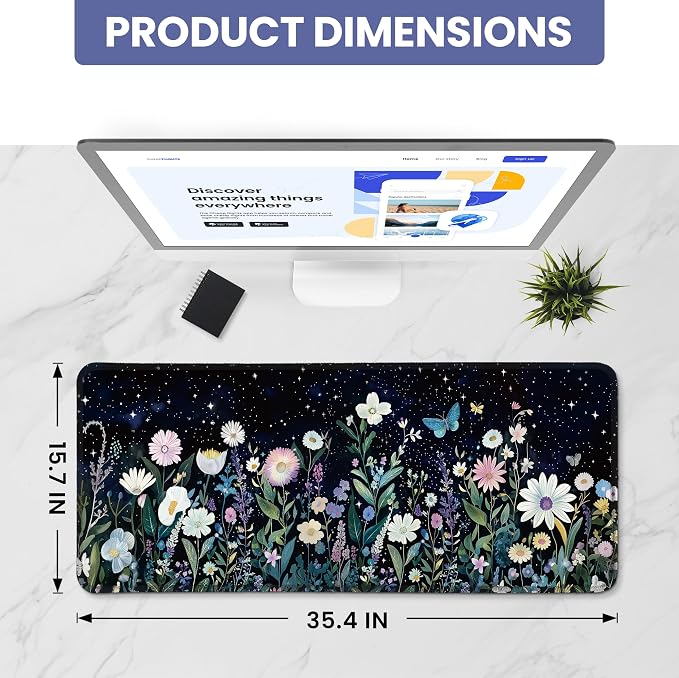 Aesthetic Desk Mat, Cute Celestial Garden Desk Pad Protector - Image 2
