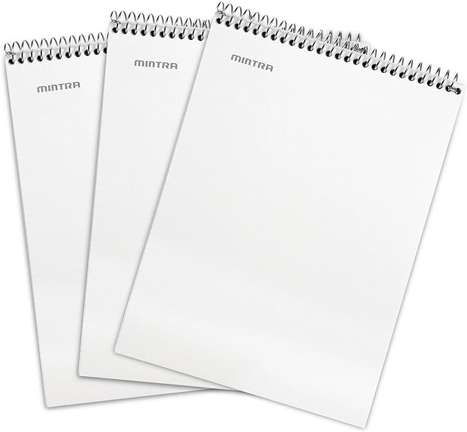 Mintra Office TOP BOUND Durable Spiral Notebooks (White, College Ruled 3pk)-DeskLoop Office