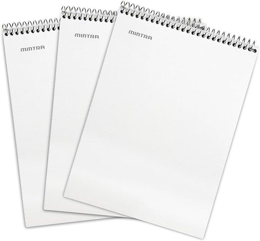 Mintra Office TOP BOUND Durable Spiral Notebooks (White, College Ruled 3pk)-DeskLoop Office