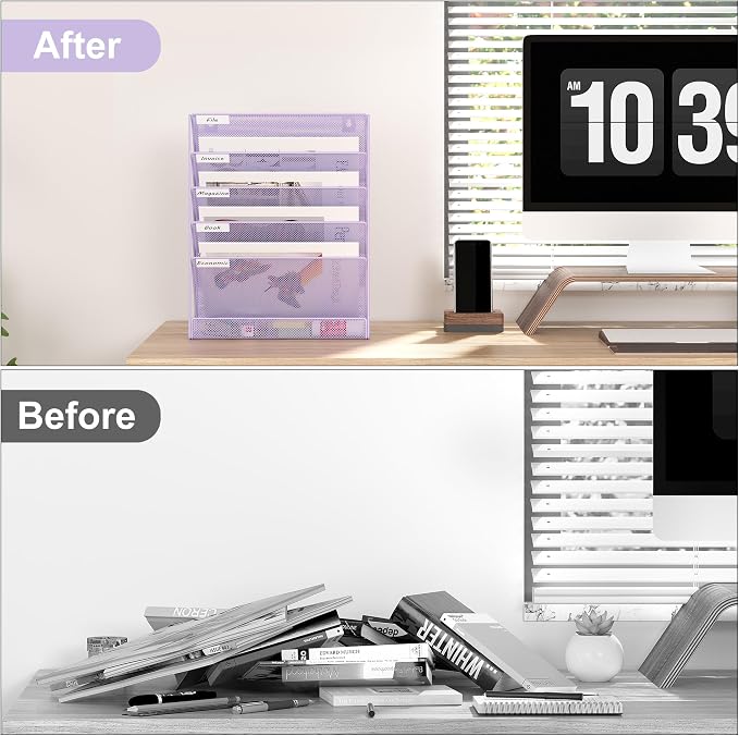 EasyPAG 5 Tier Wall File Holder, Mesh Hanging Folder Organizer - Image 4