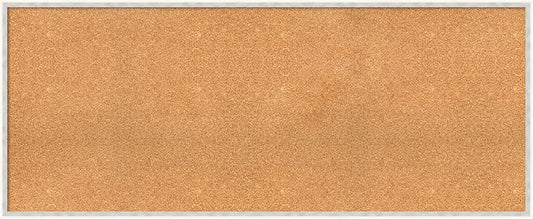 Amanti Art Natural Cork Board for Wall, 25x61 Vision Board with White Frame, Oversize Corkboard Office Decor for Home Organization, Modern Corkboard Pinboard to Display Items for Home Organization in-DeskLoop Office