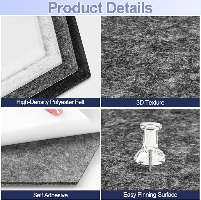 8PCS Hexagon Cork Board Tiles, Self-Adhesive Felt Bulletin - Image 3