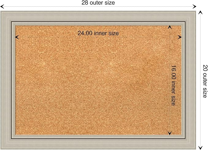 Amanti Art Natural Cork Board for Wall, 20x28 Vision Board with Silver Wood Frame, Medium Corkboard Office Decor for Home Organization, Casual Corkboard Pinboard to display items for home organization-DeskLoop Office