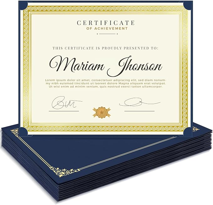 SUNEE Single Sided Certificate Holders, 15 Packs Blue Diploma Holders, by SUNEE