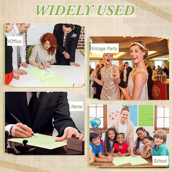 Epakh 200 Sheets Old Age Parchment Paper 8.5 x 11 Inch Standard Letter Vintage Colored Old Parchment Semblance Double Side Printing Paper (Green)-DeskLoop Office