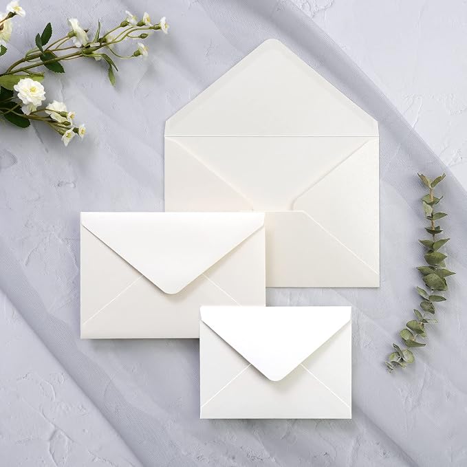 PONATIA 50 Pack A1 Envelopes, 3.62 x 5.2'' Ivory Envelopes Perfect - Image 5