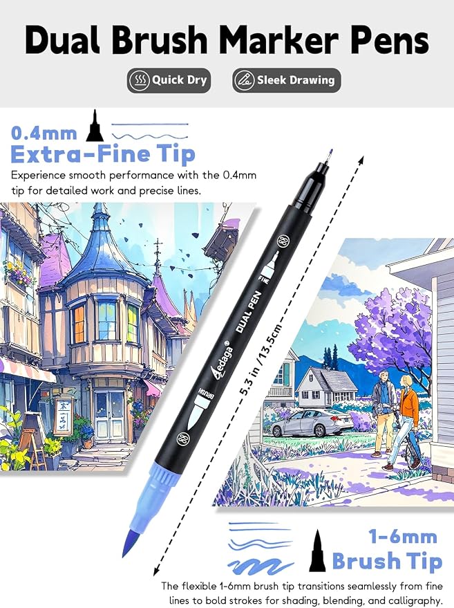 AEDAGA 100 Colors Numbered Dual Tip Brush Pens - Image 2
