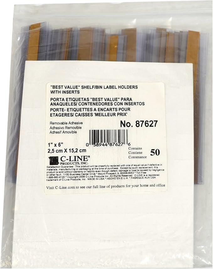 C-Line Self-Adhesive Label Holders, Top Load, 1 X 6 - Image 5