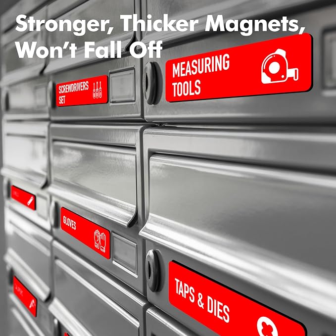 90 PCS Magnetic Toolbox Labels, 82 Pre-Printed & 8 Blanks Large Size Tool Chest - Image 6