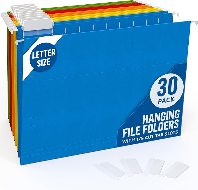 30 Pack Hanging File Folders Letter Size by Juzari