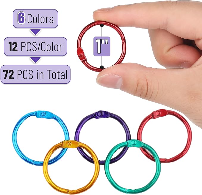 Mr. Pen- Loose Leaf Binder Book Rings, 72 Pack, 1 Inch | Metal Binder Rings - Image 2