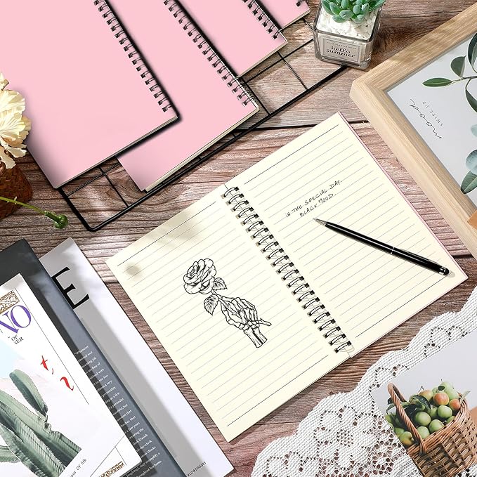Yahenda 18 Pcs Spiral Notebook Bulk A5 Journal Lined 8.3'' x 5.5'' Writing Composition Paper Small Notepad Subject Notebook for Students Office Business Back to School Supplies (Pink)-DeskLoop Office