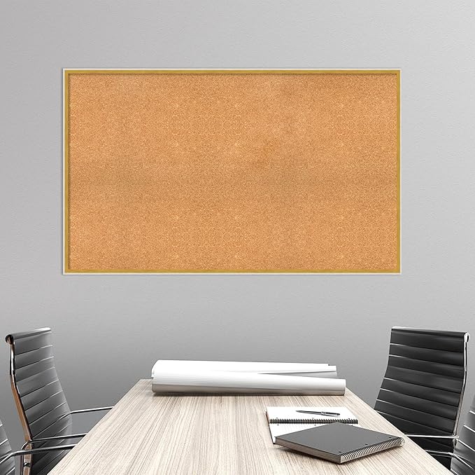 Amanti Art Natural Cork Board for Wall, 31x51 Vision Board with White Frame, Oversize Corkboard Office Decor for Home Organization, Modern Corkboard Pinboard to Display Items for Home Organization in-DeskLoop Office