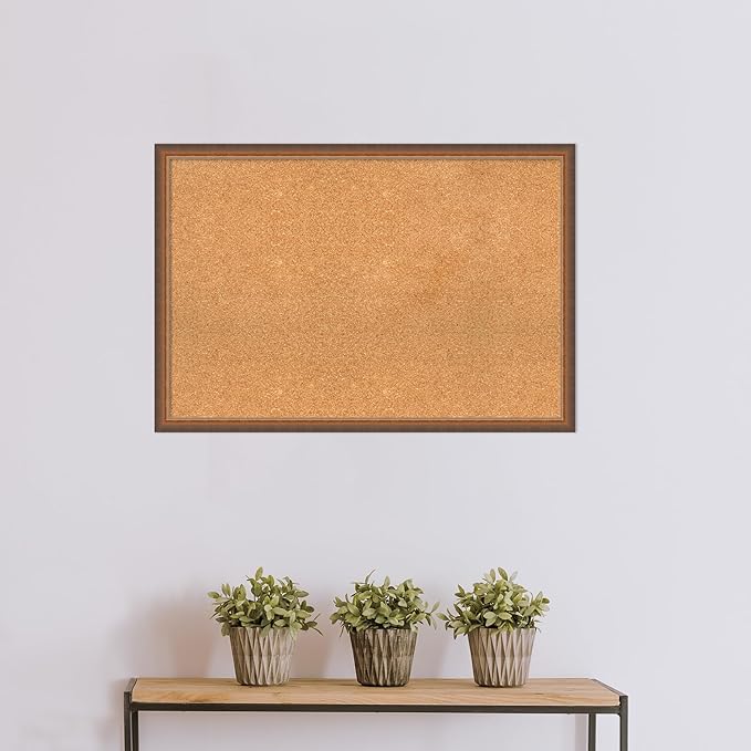 Amanti Art Natural Cork Board for Wall, 26x38 Vision Board with Bronze Frame, Large Corkboard Office Decor for Home Organization, Modern Corkboard Pinboard to Display Items for Home Organization in-DeskLoop Office