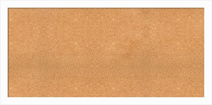 Amanti Art Natural Cork Board for Wall, 27x55 Vision Board with White Frame, Oversize Corkboard Office Decor for Home Organization, Casual Corkboard Pinboard to Display Items for Home Organization in-DeskLoop Office