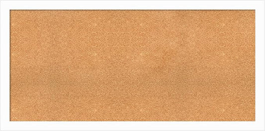 Amanti Art Natural Cork Board for Wall, 27x55 Vision Board with White Frame, Oversize Corkboard Office Decor for Home Organization, Casual Corkboard Pinboard to Display Items for Home Organization in-DeskLoop Office