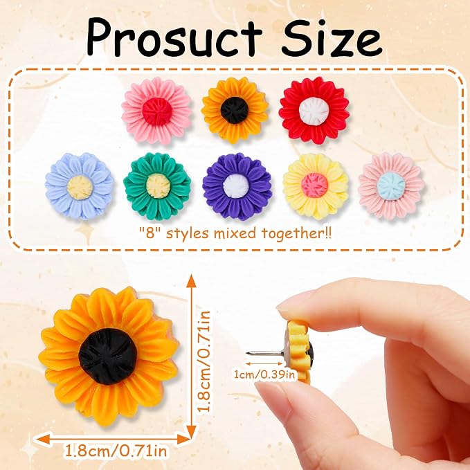 Decorative Cute Push Pins for Bulletin Board, Thumb Tacks, Cork Board Desk Wall - Image 2