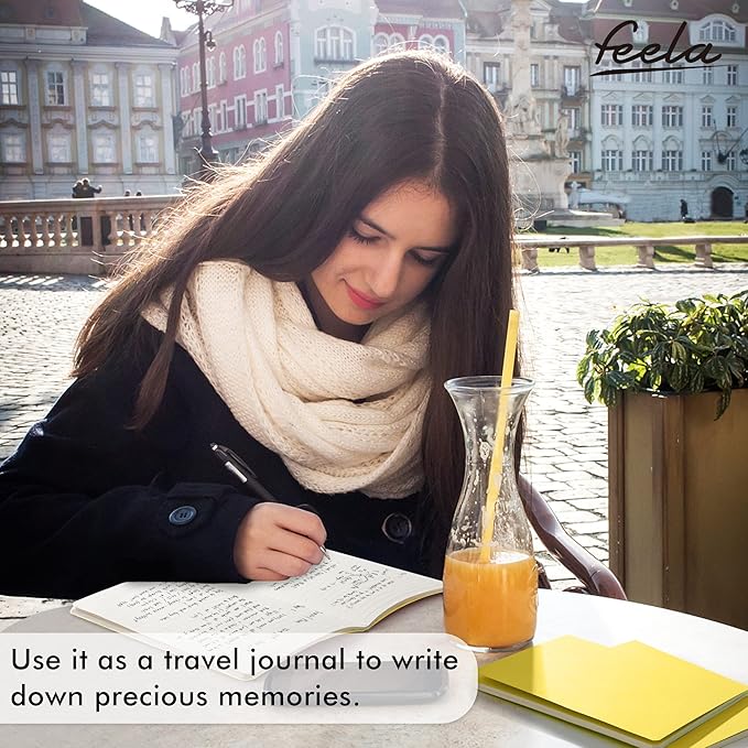 16 Pack Soft Cover Journal Bulk, Feela Lined Notebooks College Ruled for Work for Women Girl Writing, Blank Travel Journal Note Taking Notebook School Business Supplies, 8.2” x 5.5”, A5, Lemon Yellow-DeskLoop Office