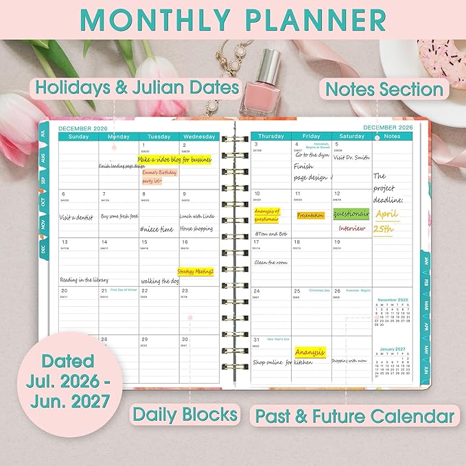 Planner 2026-2027 Weekly and Monthly Calendar Planner Jul 2026-Jun 2027 | - Image 4