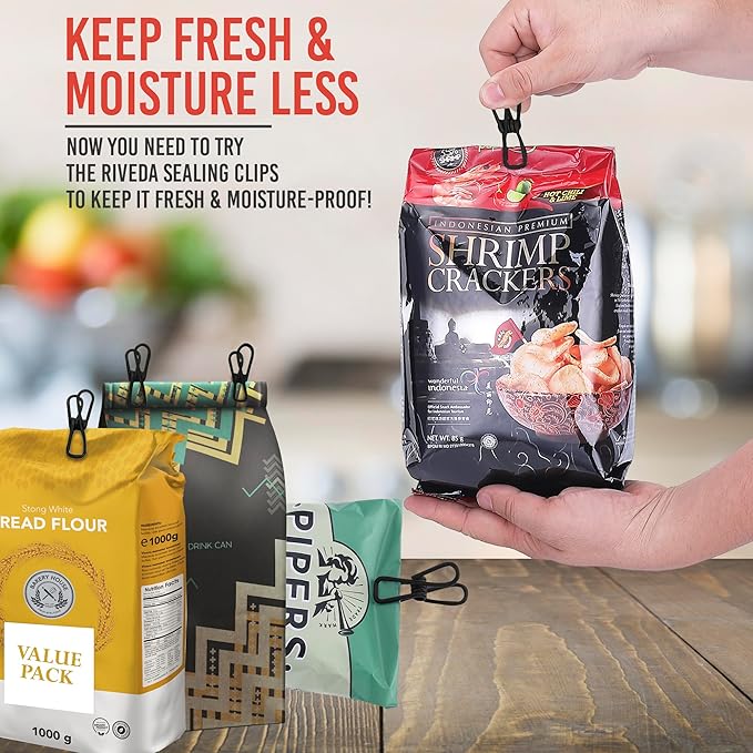 30 Pack Black Chip Bag Clips for Food - Image 3
