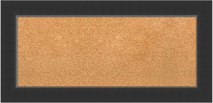 Amanti Art Natural Cork Board for Wall, 17x35 Vision Board with Black Wood Frame, Medium Corkboard Office Decor for Home Organization, Modern Corkboard Pinboard to Display Items for Home Organization-DeskLoop Office