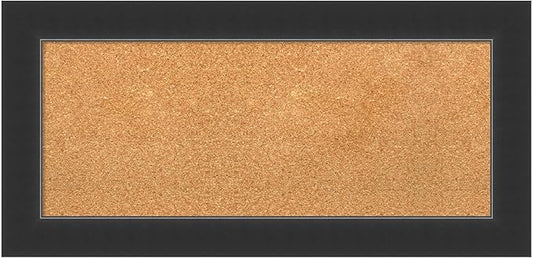 Amanti Art Natural Cork Board for Wall, 17x35 Vision Board with Black Wood Frame, Medium Corkboard Office Decor for Home Organization, Modern Corkboard Pinboard to Display Items for Home Organization-DeskLoop Office