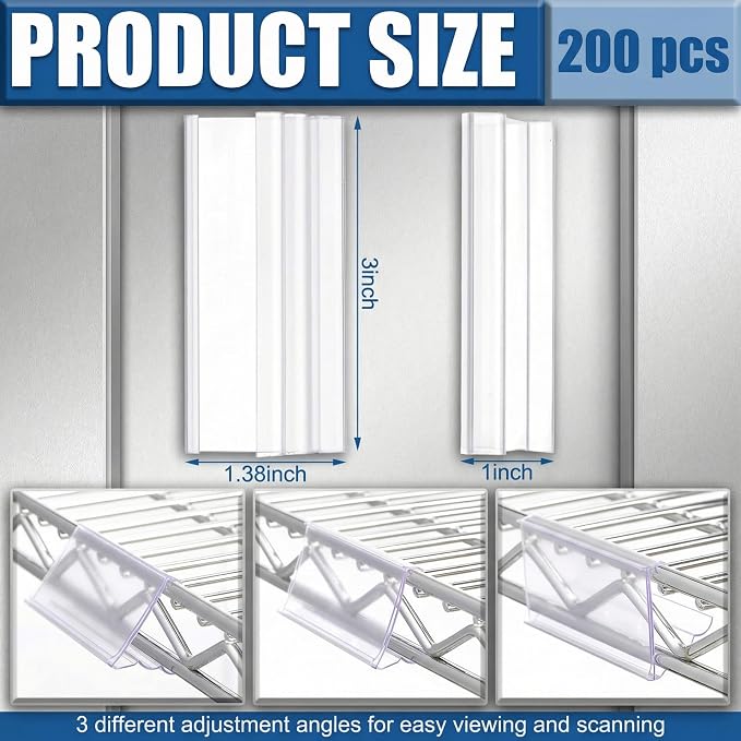 Kathfly 200 Pack Wire Shelf Label Holders Shelf Cable Tags - Image 2