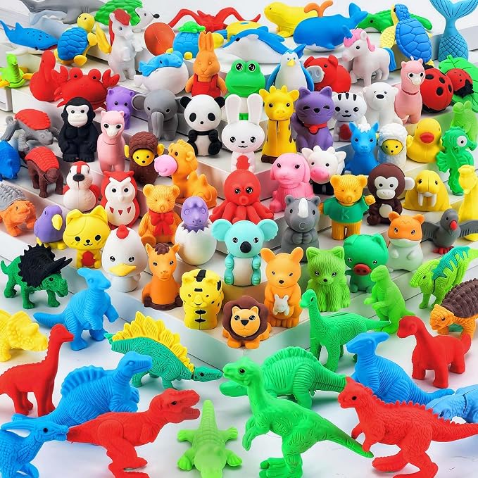URSKYTOUS 91Pcs Animal Erasers Desk Pets by URSKYTOUS