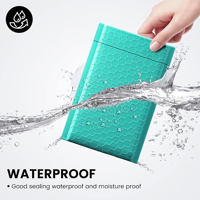 Fuxury Teal Bubble Mailers 4x8" 4000 Pack, Waterproof Padded Envelopes Self - Image 4