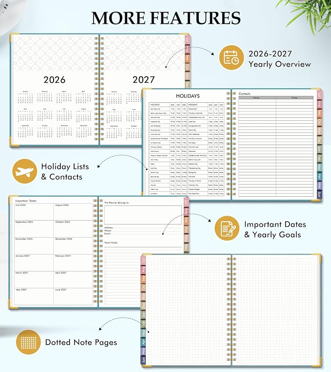 Academic Planner 2026-2027, Hardcover Leather Weekly and Monthly Calendar - Image 6