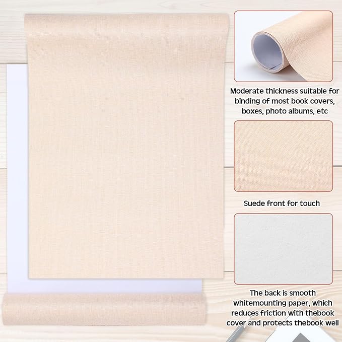 4 Pcs Book Cloth Bookcover Fabric Surface with Paper Backed Book Binding Cloth Fabric Book Cover for Scrapbooking Album DIY Craft Supplies Home, 4 Colors(Earth Color,40 x 16 Inches)-DeskLoop Office