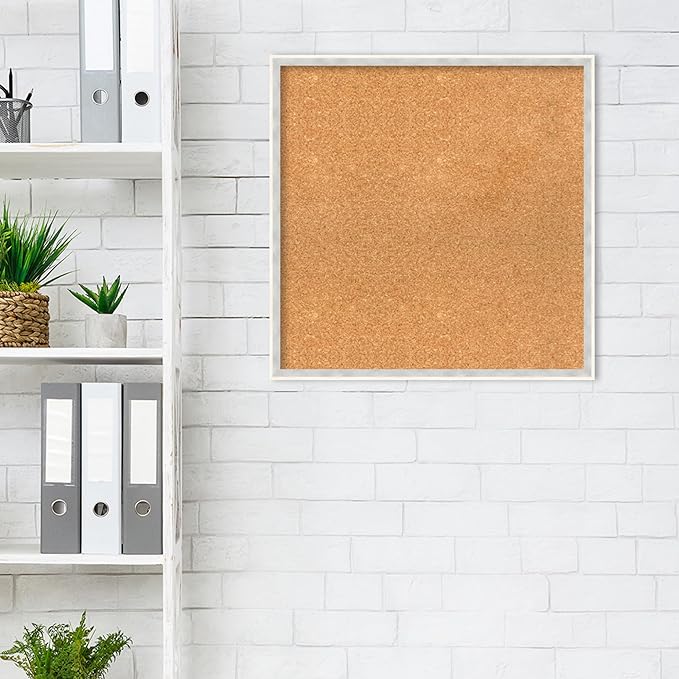 Amanti Art Natural Cork Board for Wall, 23x23 Vision Board with White Frame, Medium Corkboard Office Decor for Home Organization, Modern Corkboard Pinboard to Display Items for Home Organization in-DeskLoop Office