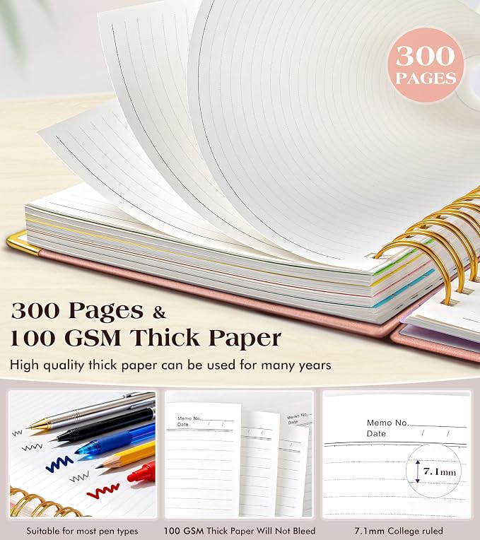 Spiral Notebook Journal with Removable Dividers Tabs, 300 Pages Hardcover - Image 5