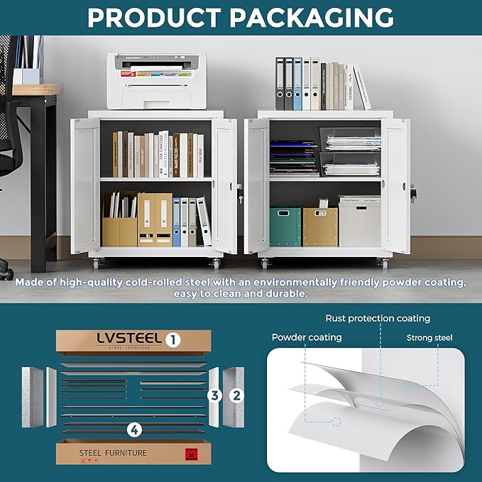 Large Printer Stand with Storage and Lock, 3D Heavy-Duty Printer Cabinet - Image 3