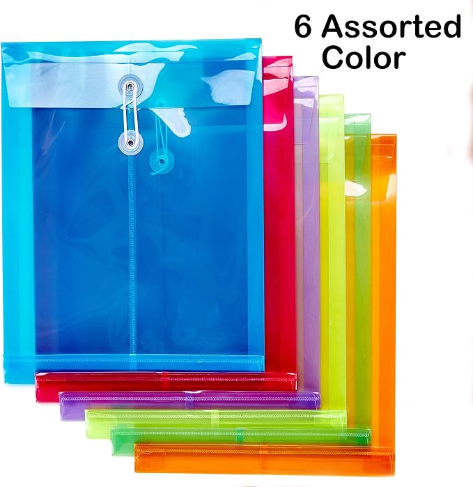 12 Pack Assorted Colors Plastic Envelopes Poly Envelope Expandable File - Image 2