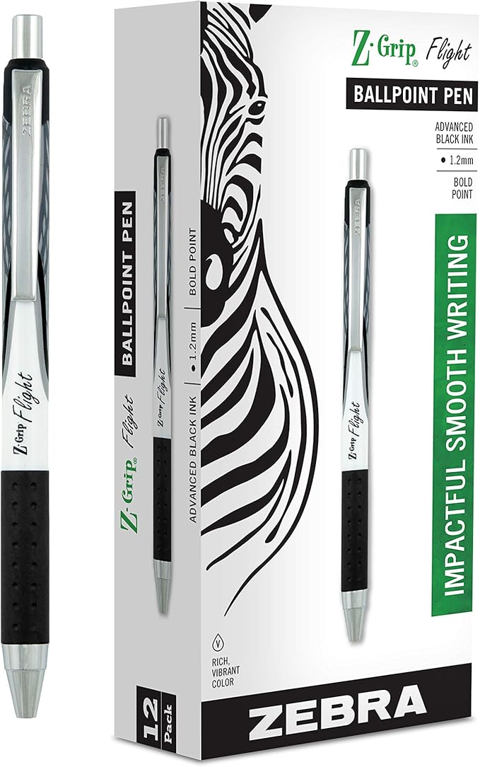 Zebra Pen Z-Grip Flight Retractable Ballpoint Pen, Bold Point 1.2mm, School by ZebraPen