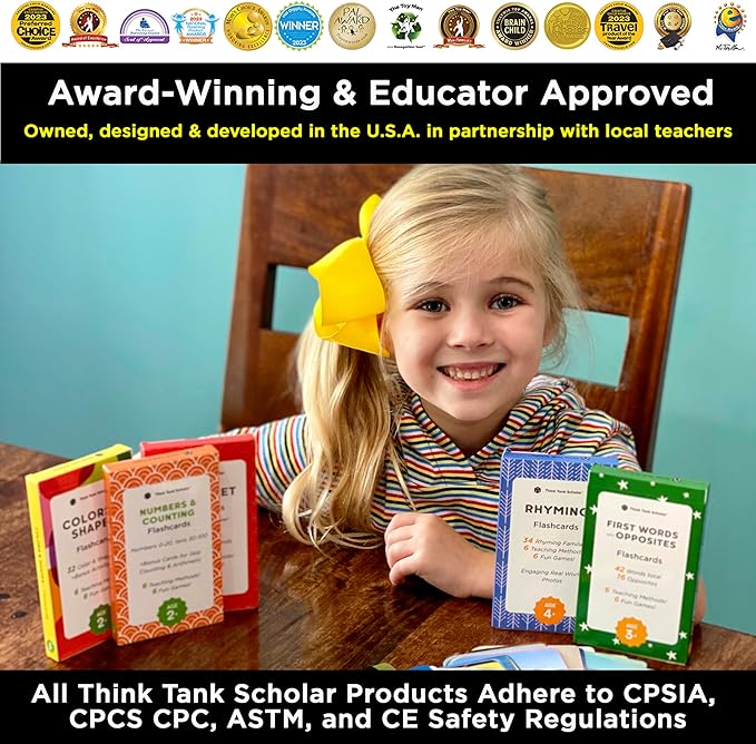 Award-Winning Flash Cards for Preschool & Kindergarten – 5-Deck Set, 180 Jumbo - Image 4