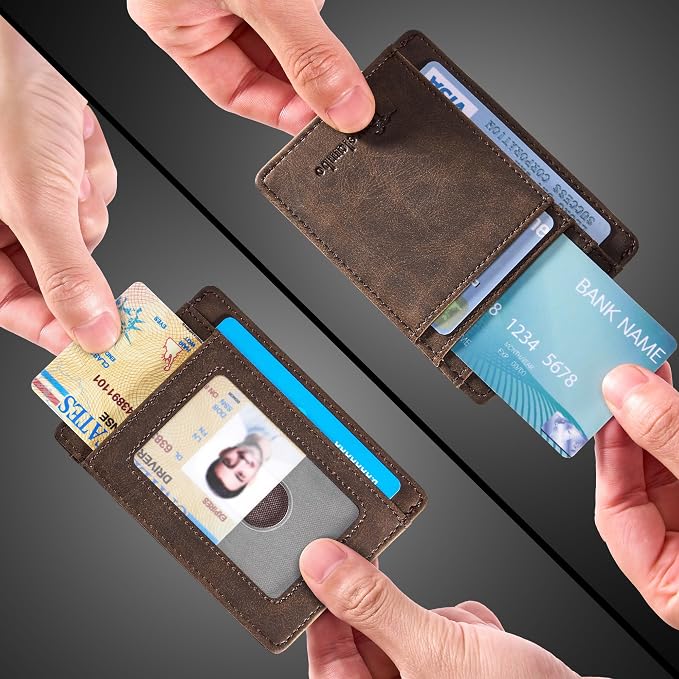 Travelambo Slim Wallet Front Pocket Minimalist Leather RFID Blocking Medium Size - Image 8