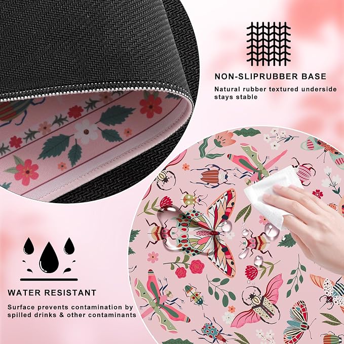 iCasso Pink Desk Pad Mat, XXL Large Mouse Pad, Desk Matt - Image 4