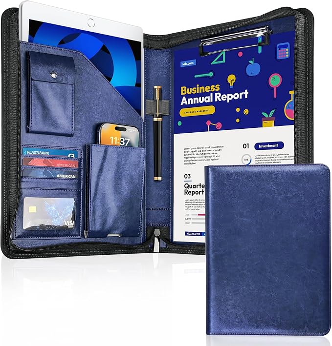Zippered Padfolio Organizer, WRIYES Leather Planner Binder, 10.2 Inch Portfolio by WriyesOffical