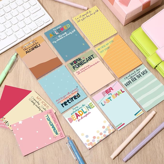 12 Pcs Funny Sticky Notes for Work 4x3 Inches Sarcastic Self Adhesive Notepads - Image 6
