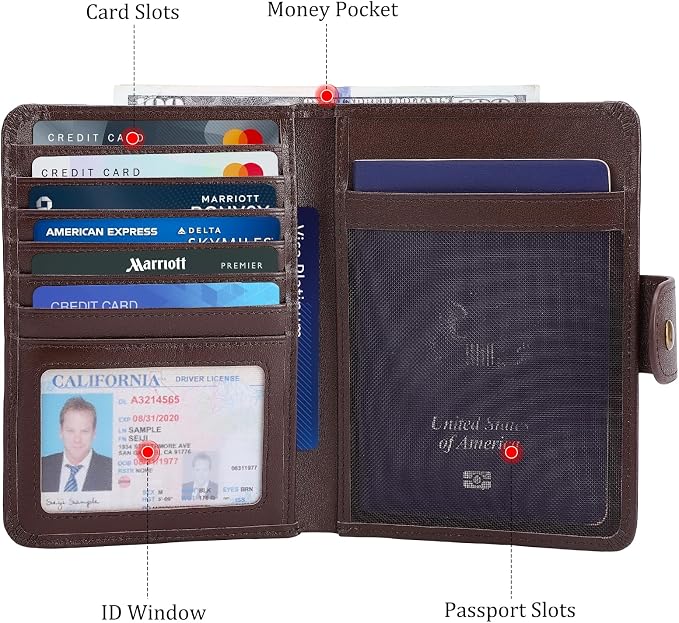 Polare Luxury RFID Blocking Leather Passport Holder Travel Wallet - Image 4