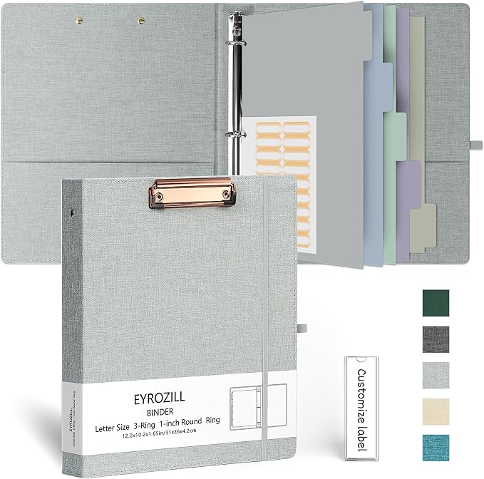 EYROZILL 3 Ring Binder, 1 Inch Linen Binder Organizer by EYROZILL